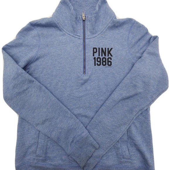 Victoria's Secret Tops - Victorias Secret Size Small Blue Womens Logo Half Pullover Sweatshirt